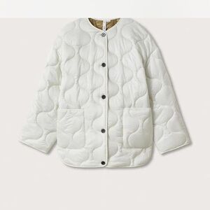 Mango White Quilted Puffer Jacket